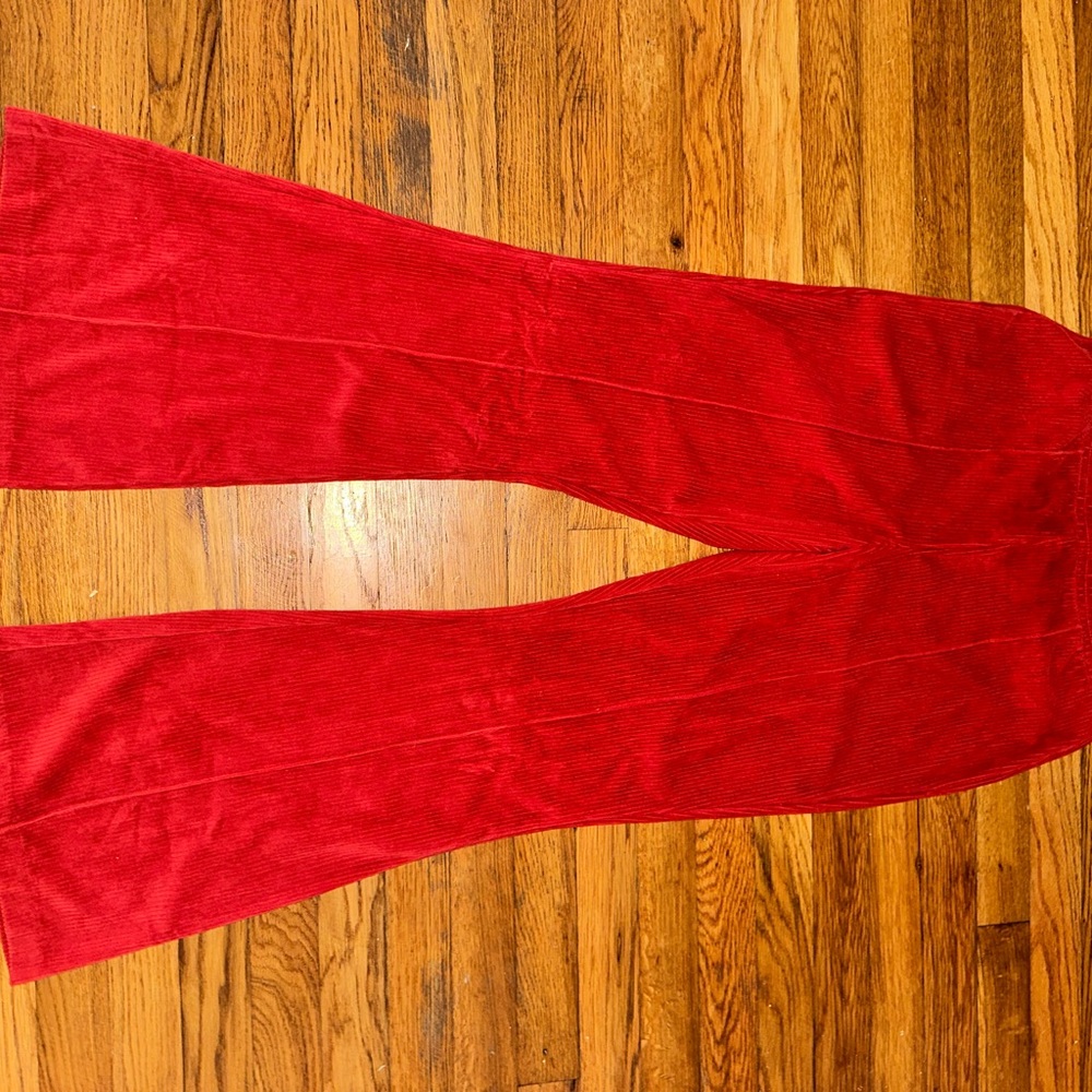 Red Corduroy Flare Pants